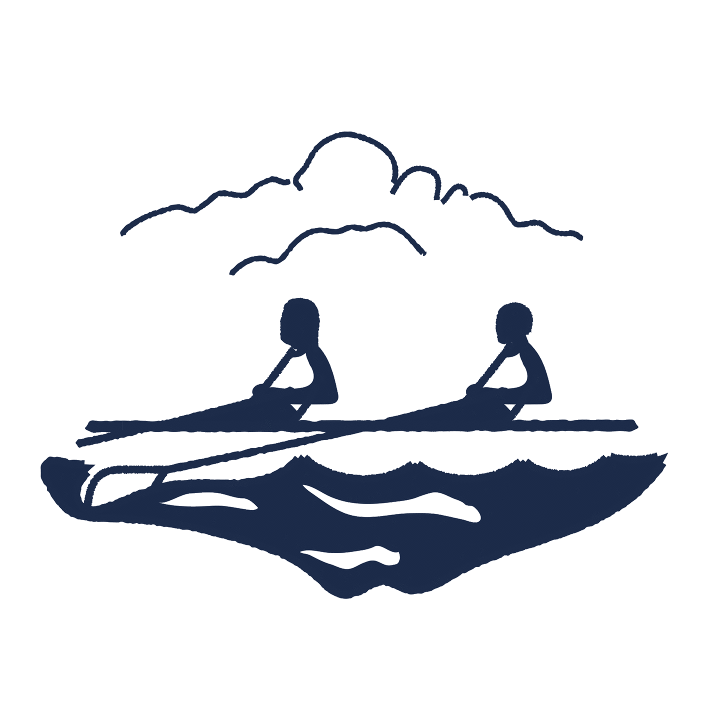 Animated illustration of two persons rowing 