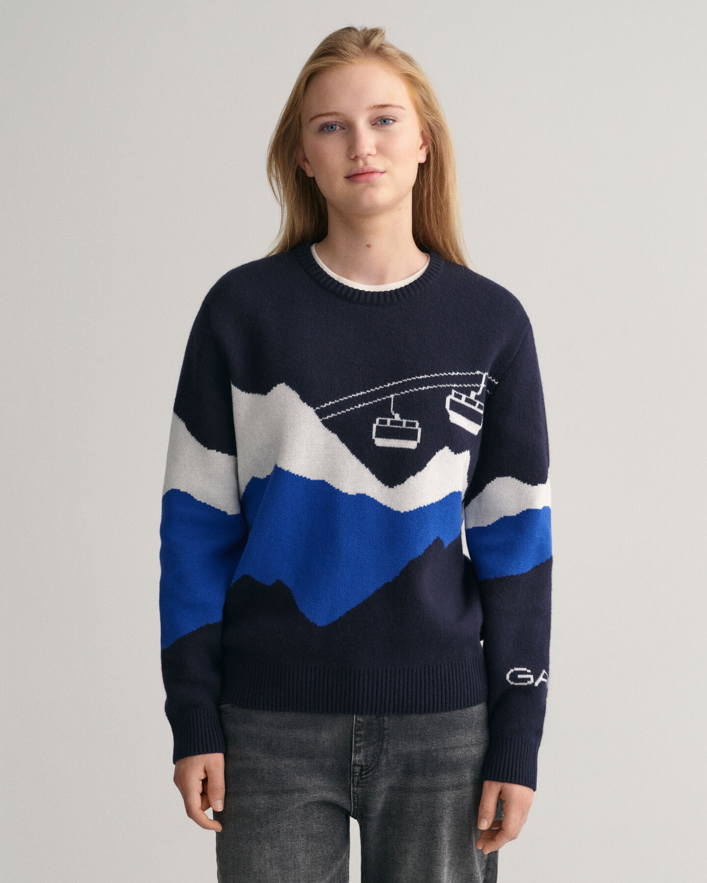 Teens Alpine jacquard crewneck sweater