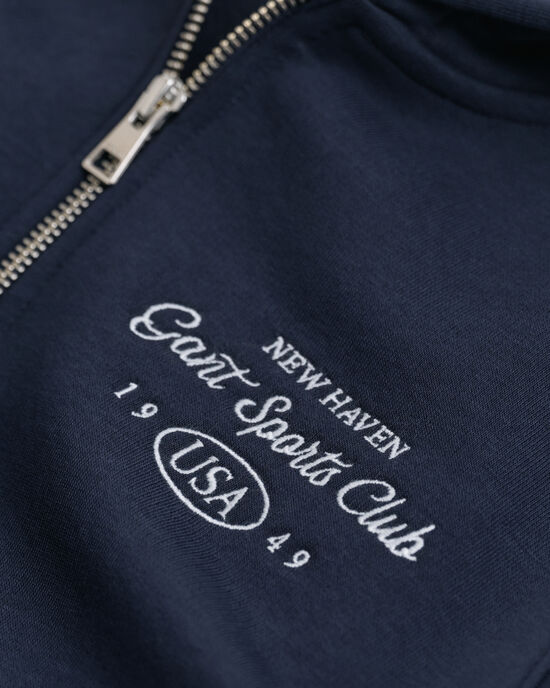 Teen Girls hættetrøje med Sports Club-grafik og halv lynlås