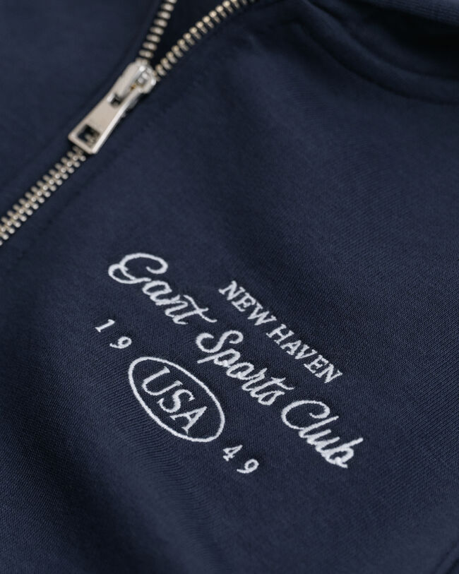 Teen Girls hættetrøje med Sports Club-grafik og halv lynlås