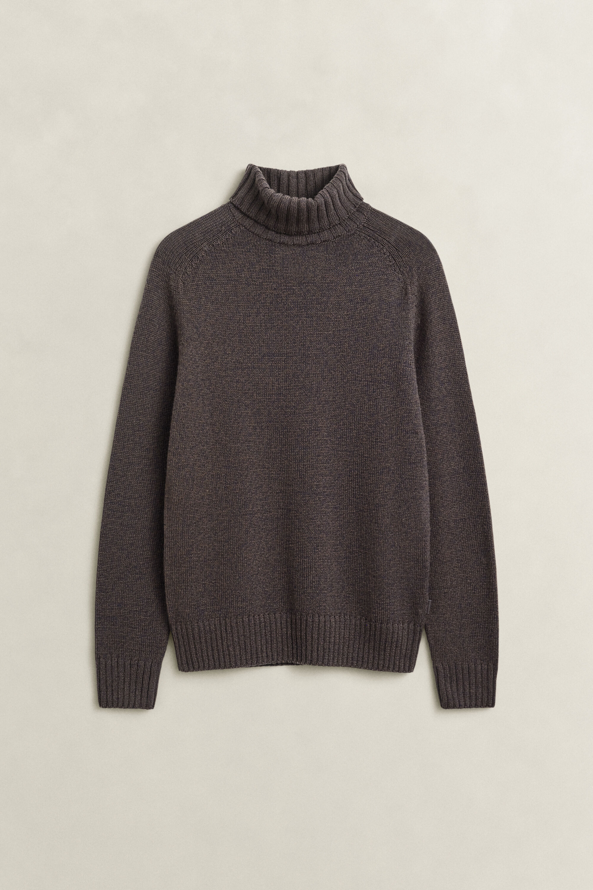 Rullekrave-sweater i uldblanding med mouliné