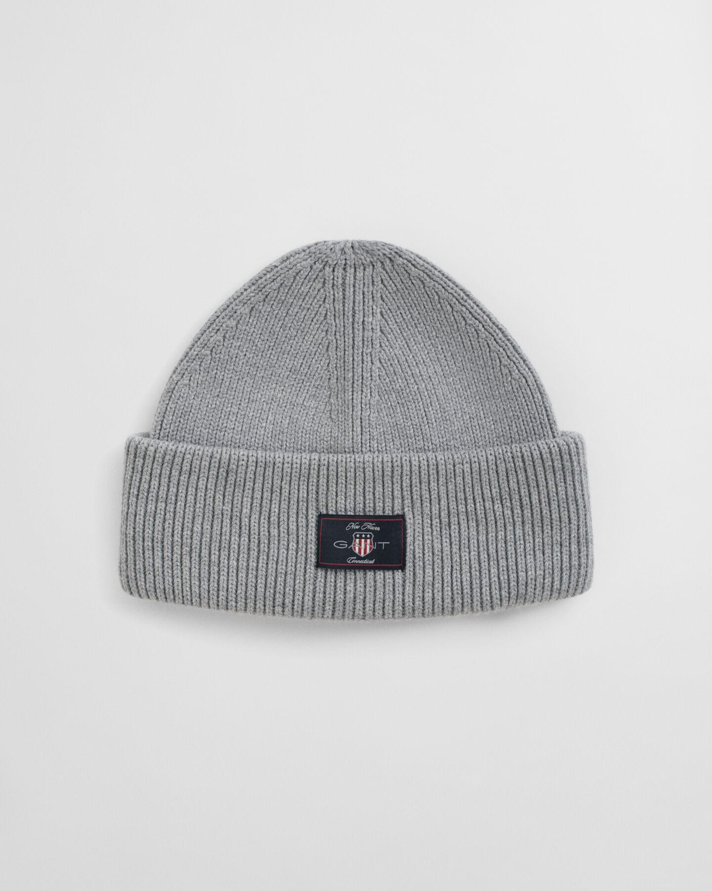 Ribstrikket beanie af bomuldsblanding