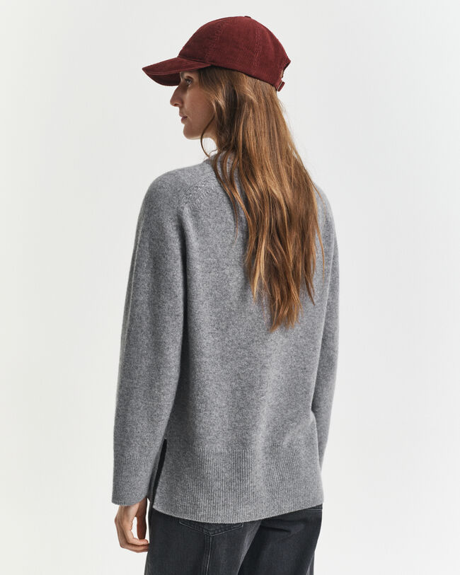 Sweater med crewneck i en blød uld- og kashmirblanding