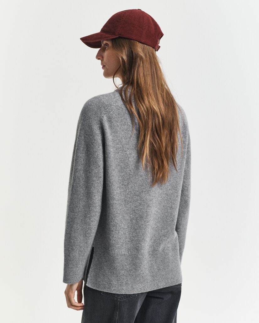 Sweater med crewneck i en blød uld- og kashmirblanding