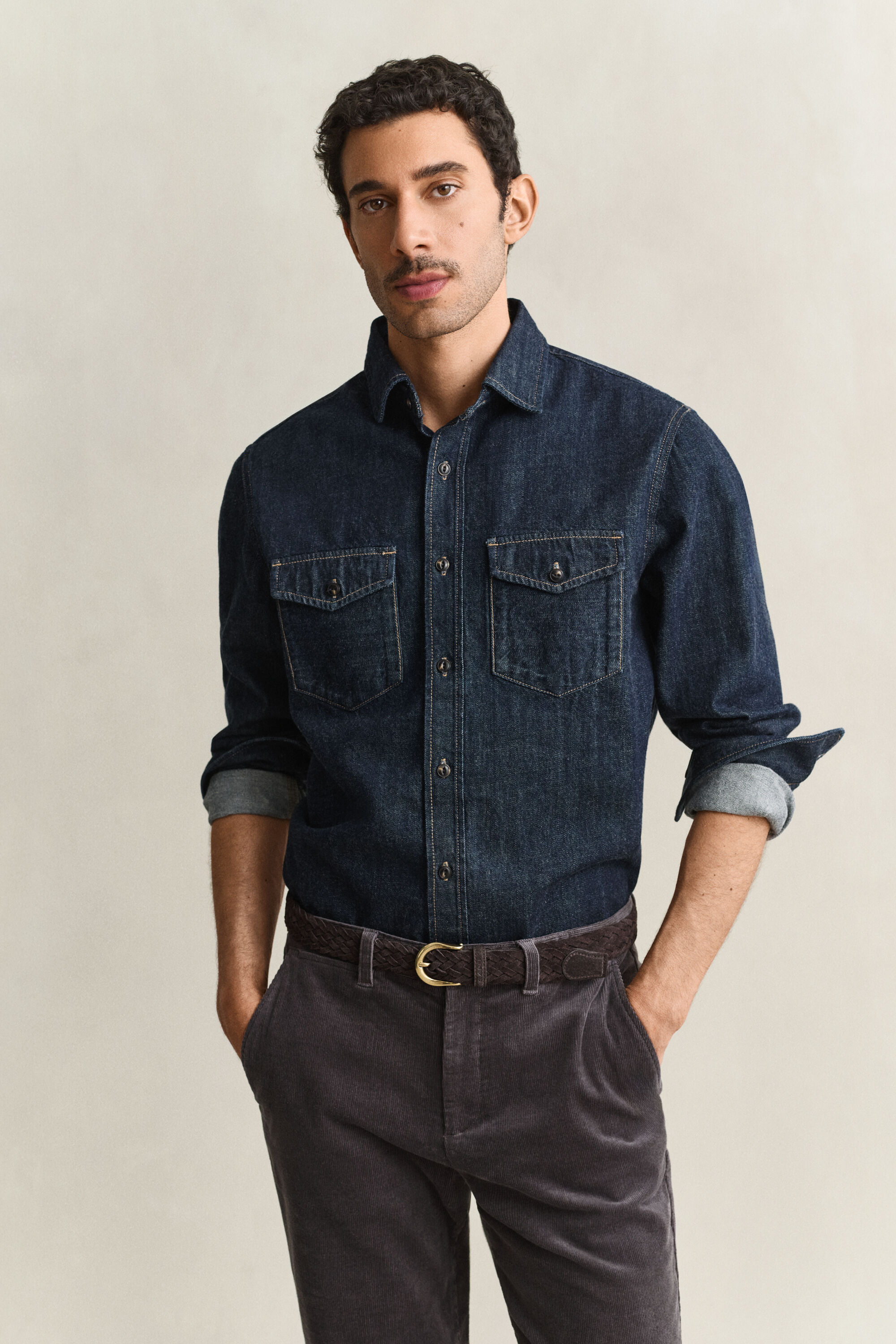 Denim skjorte med ægkant