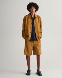 Relaxed fit skjorte af h&oslash;r og lyocell og korte &aelig;rmer