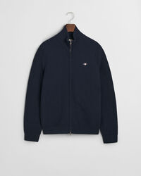 Tekstureret cardigan af bomuld med lynlås