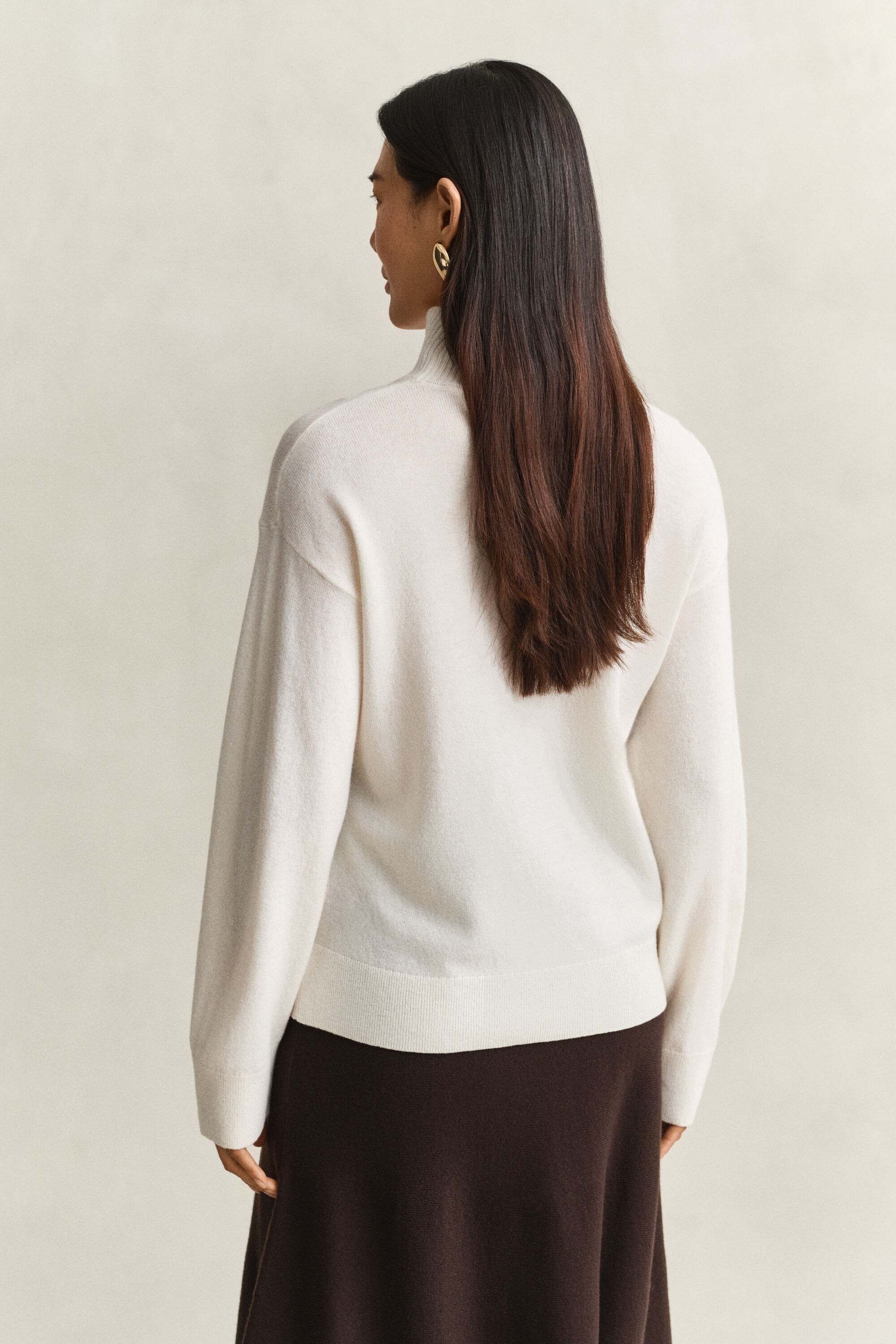 Sweater med mock-neck i luksuriøs lammeuld