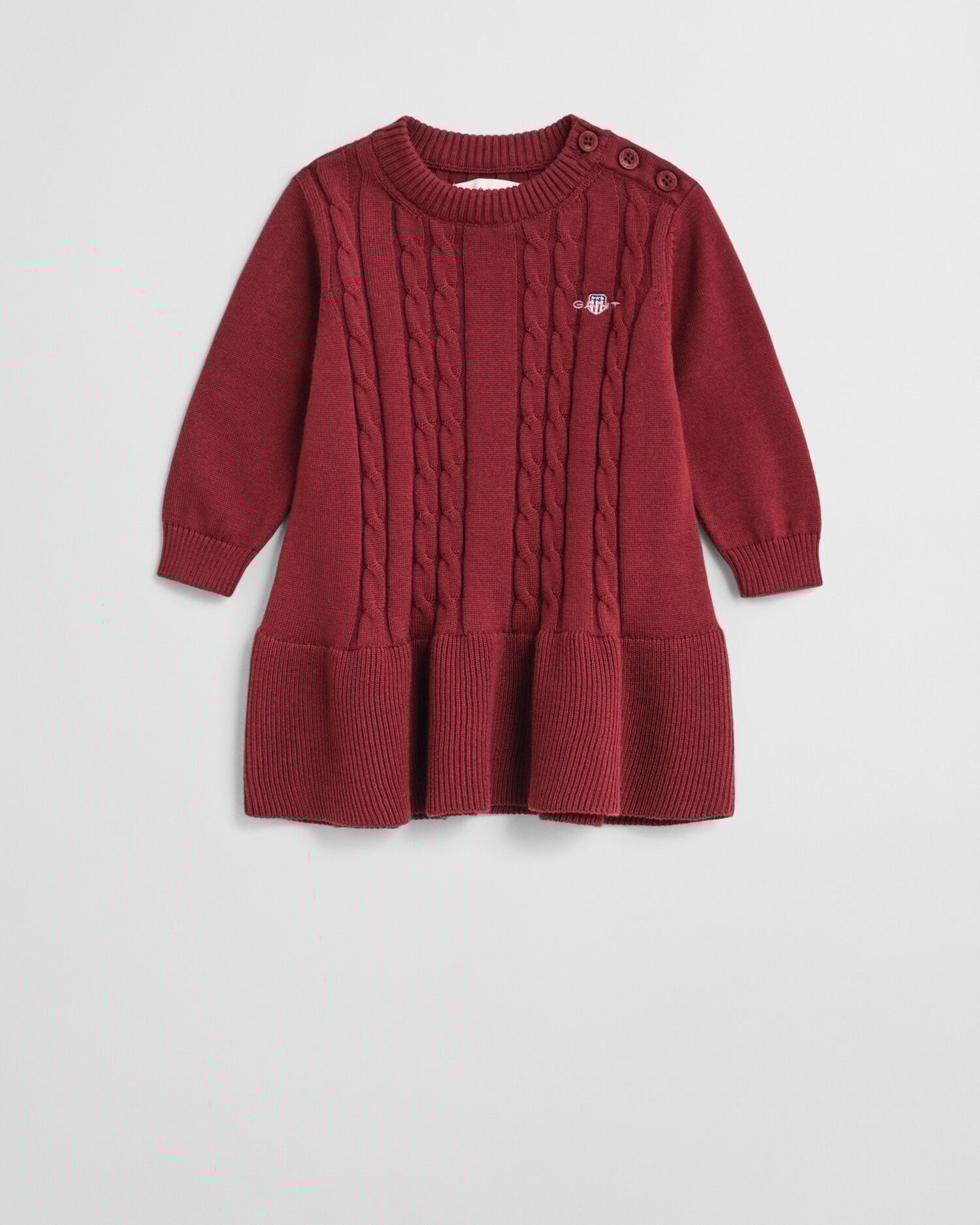 Baby Girls kjole i bomuld med kabelstrik