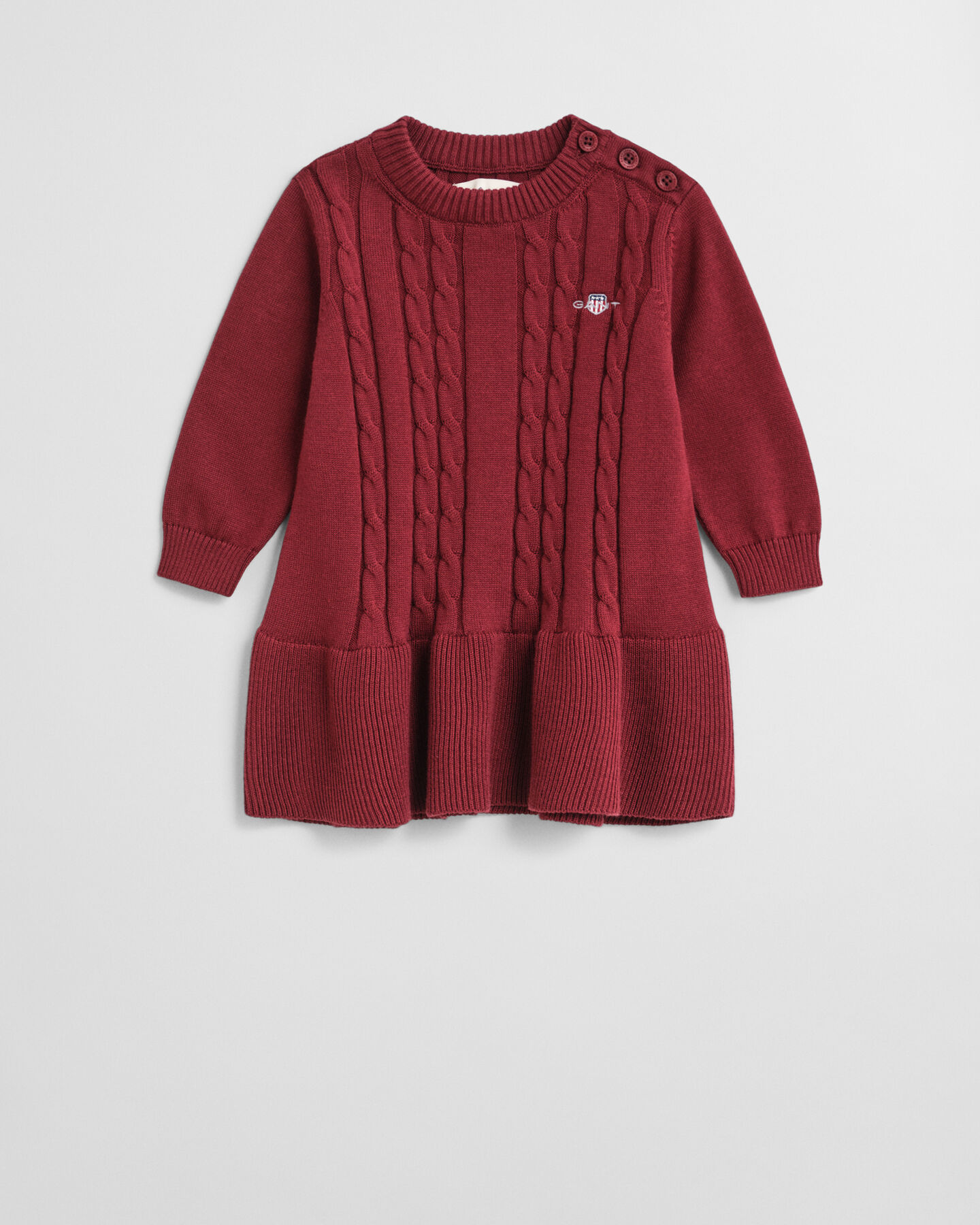 Baby Girls kjole i bomuld med kabelstrik