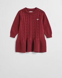Baby Girls kjole i bomuld med kabelstrik