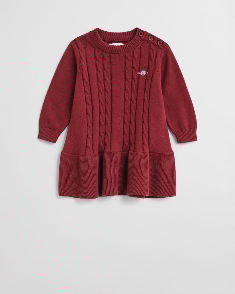 Baby Girls kjole i bomuld med kabelstrik