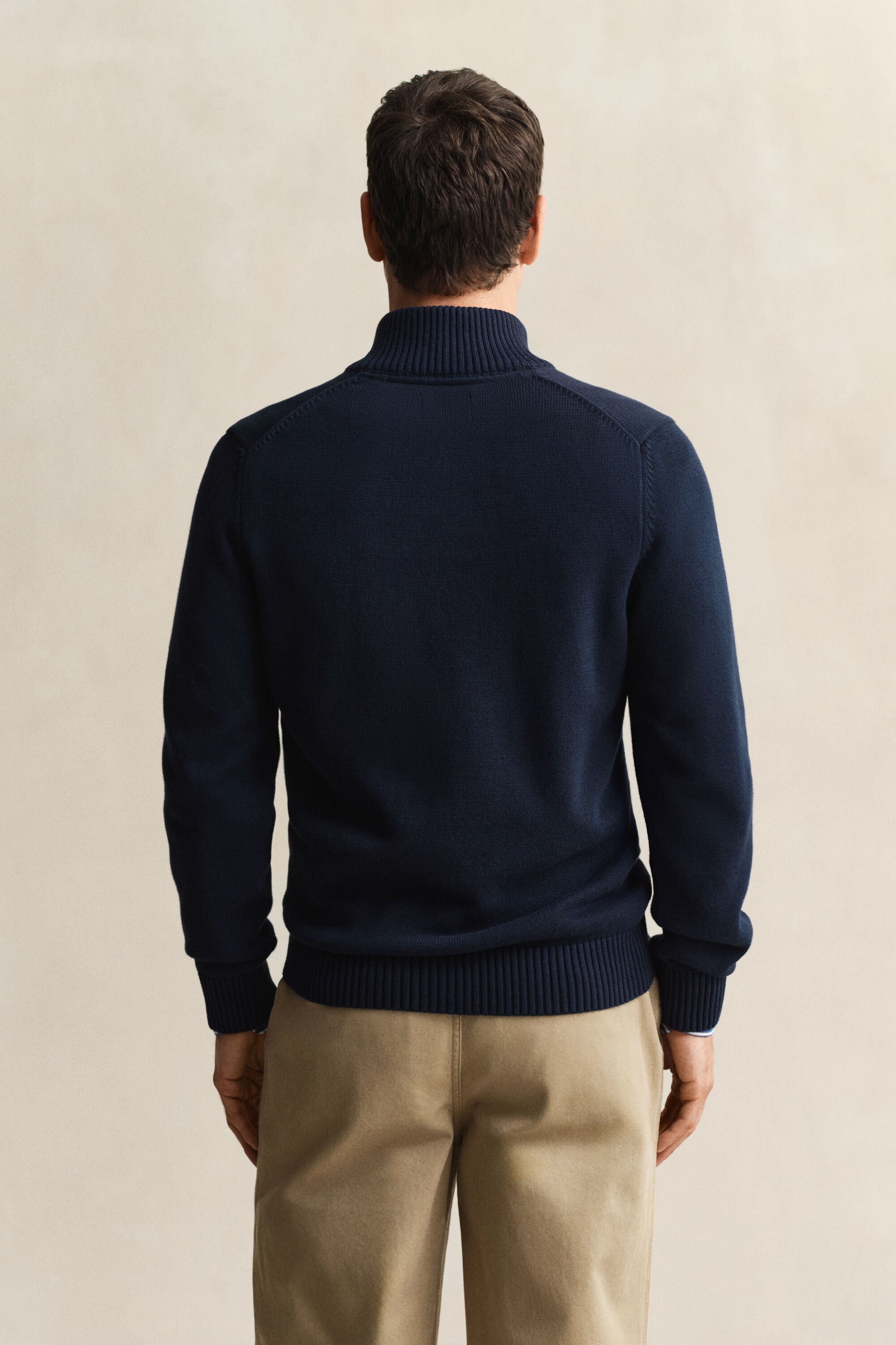 Afslappet sweater i bomuld med halv lynlås