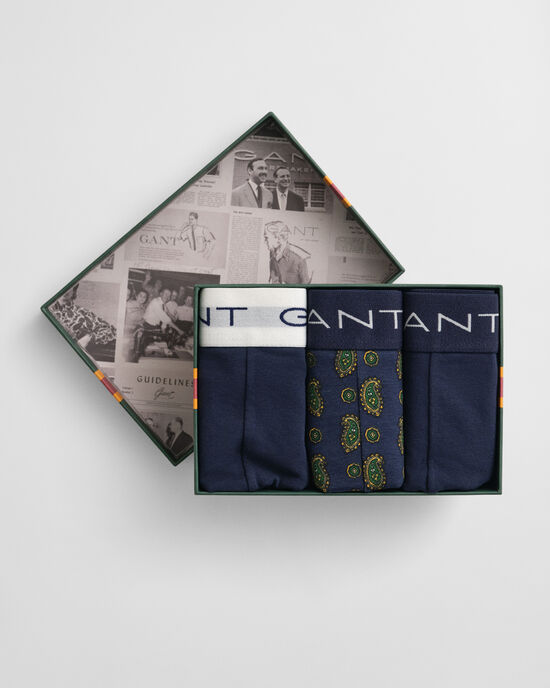 3-Pack trunk-underbukser med paisley-tryk i gaveæske