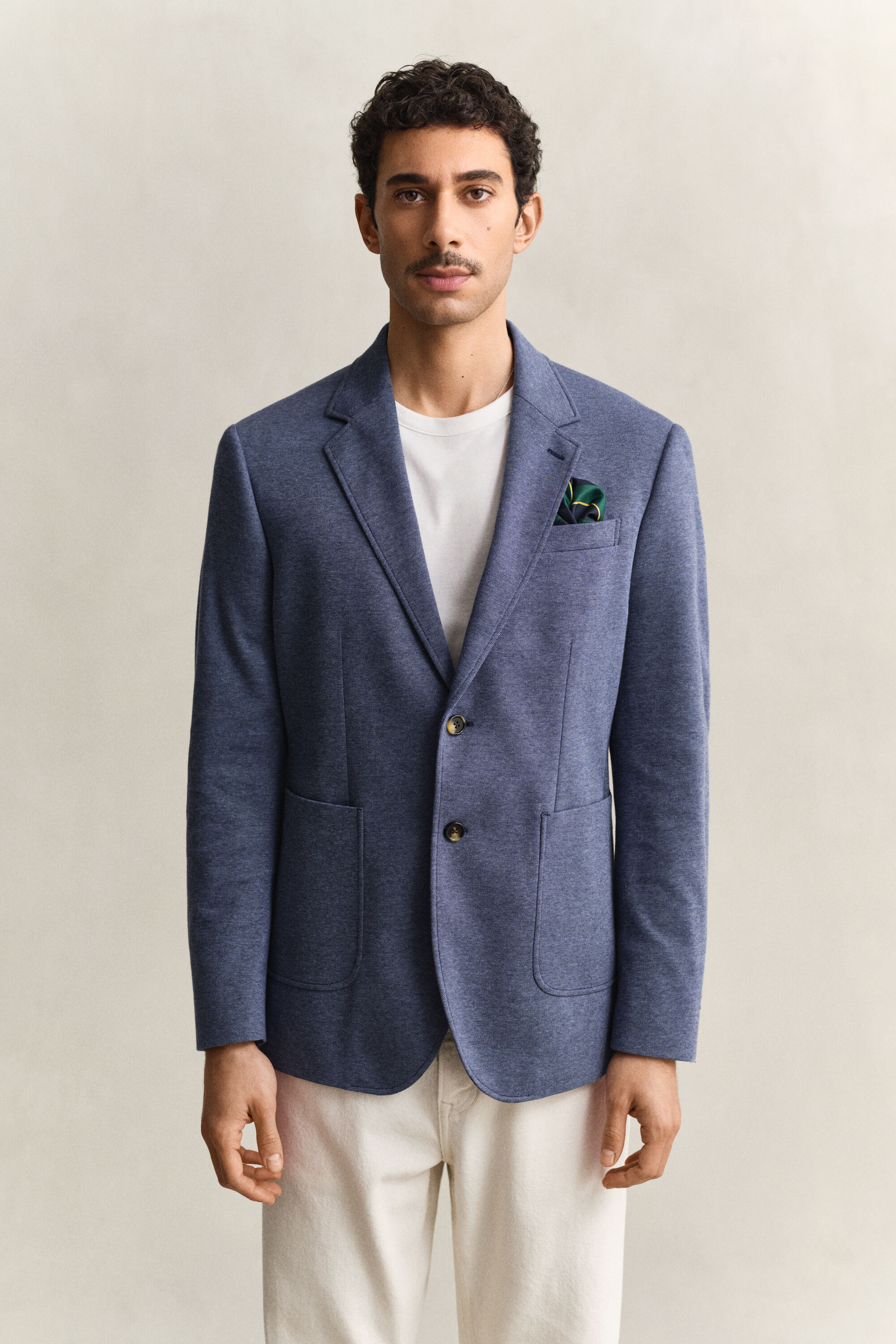 Tofarvet jersey piqué blazer