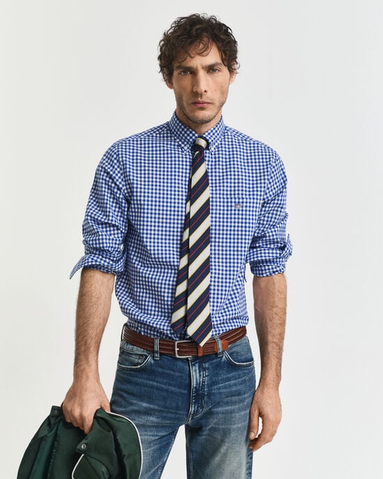 Regular fit klassisk gingham poplin-skjorte