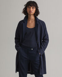 Fluid frakke af h&oslash;rblanding med b&aelig;lte