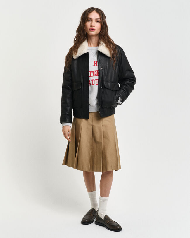 Plisseret chino-nederdel