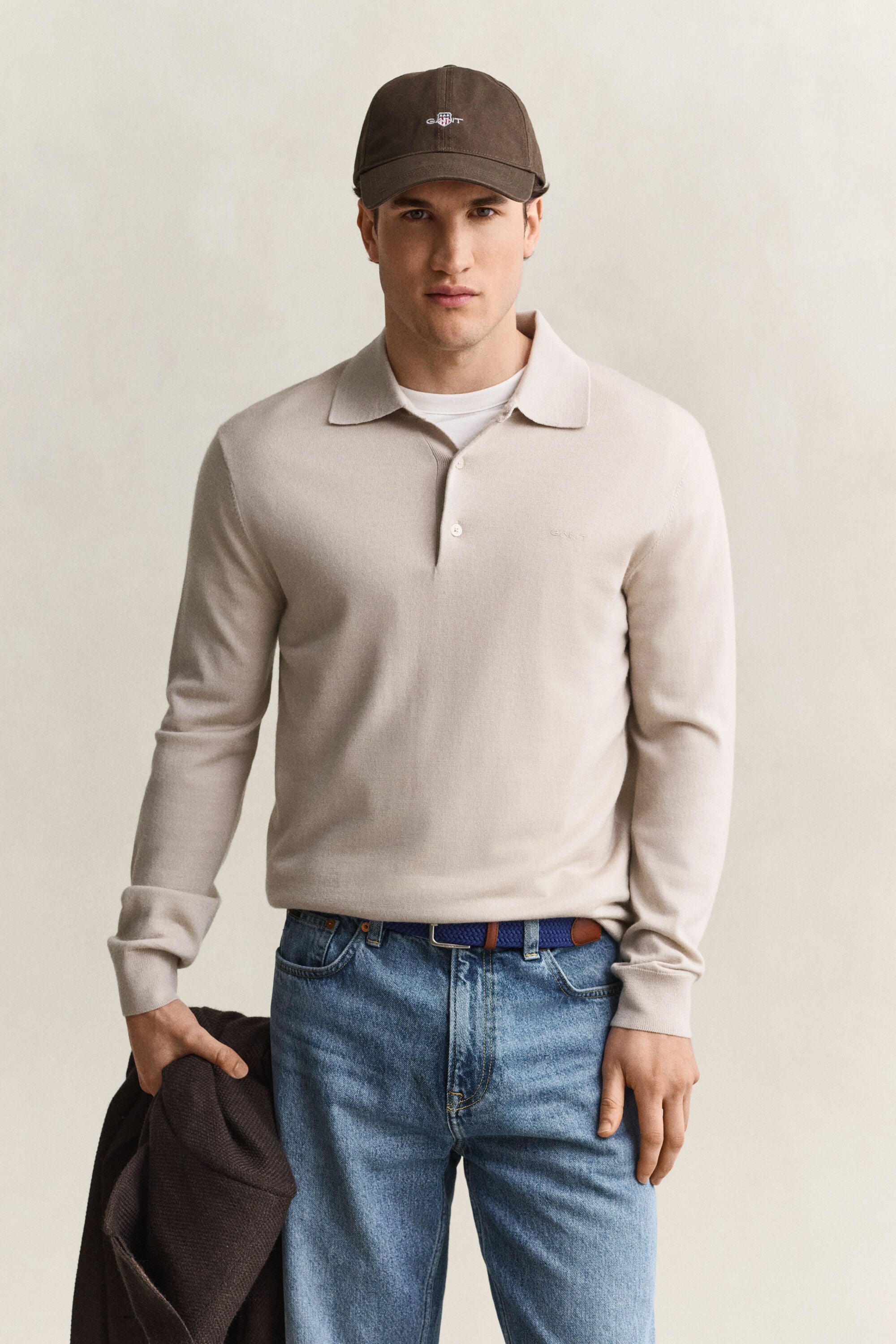 Polosweater af ekstra fin merinould