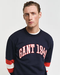 Crewneck sweatshirt med farveblokke p&aring; &aelig;rmerne