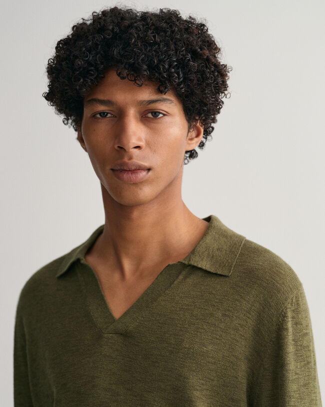 Polosweater af bomuld og hør