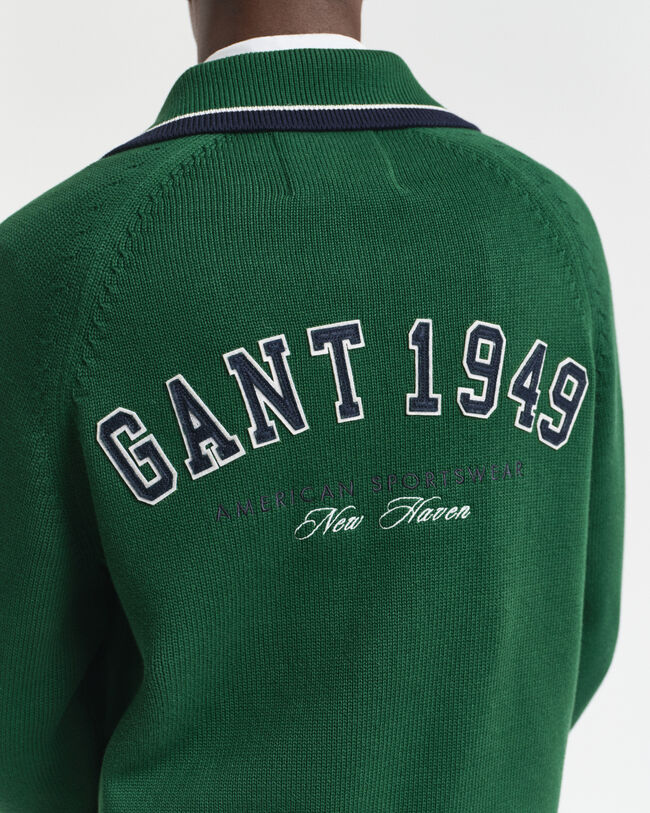 Cardigan med GANT 1949-grafik og lynlås