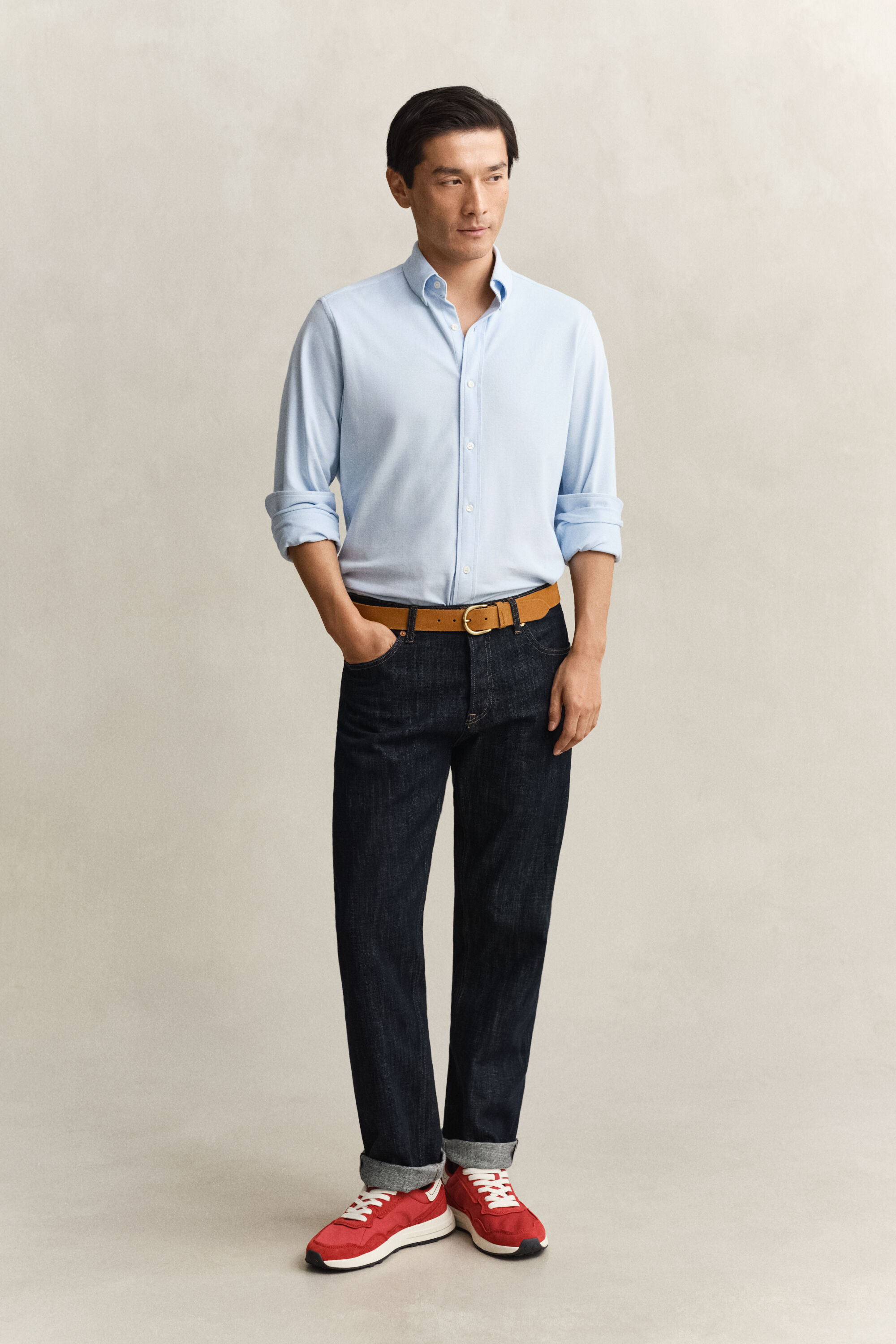 Jersey skjorte med stræk i piqué