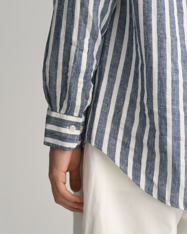 Regular fit bredstribet skjorte af hør