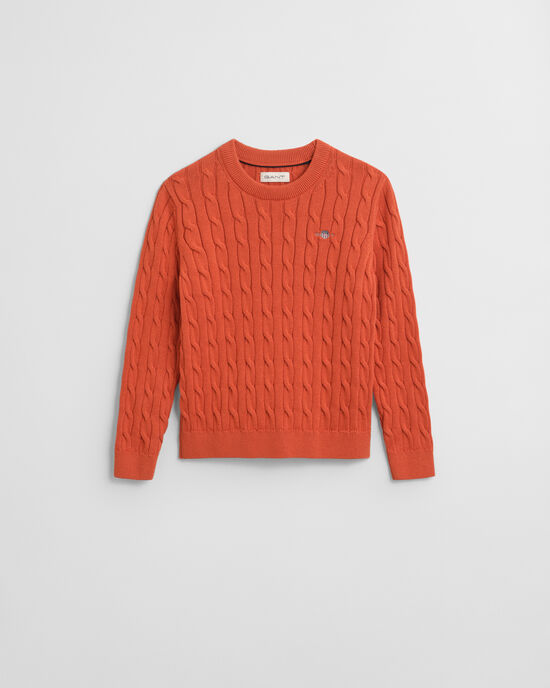 Kids Shield crewneck sweater af bomuld med kabelstrik