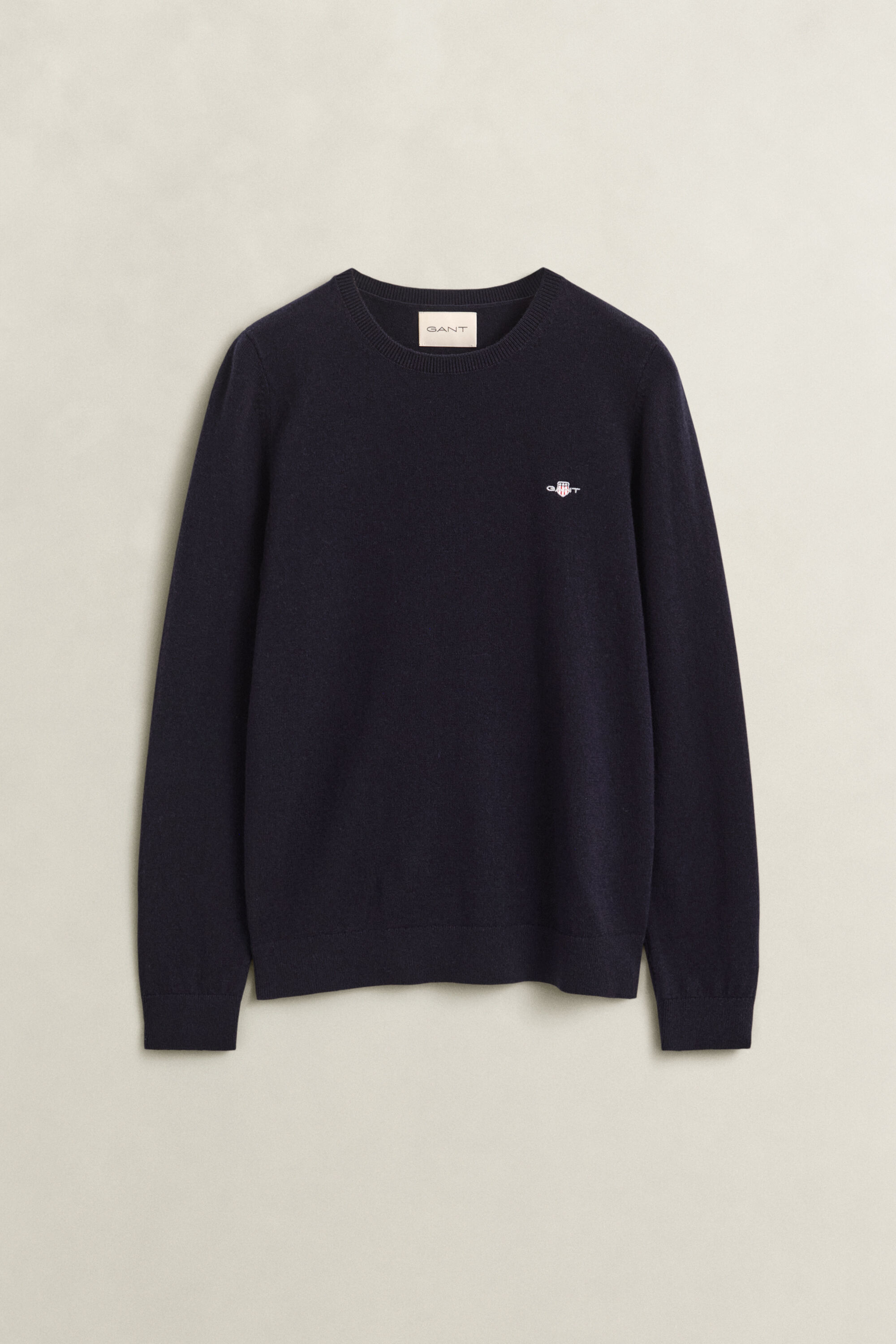 Crewneck sweater i uld og bomuld