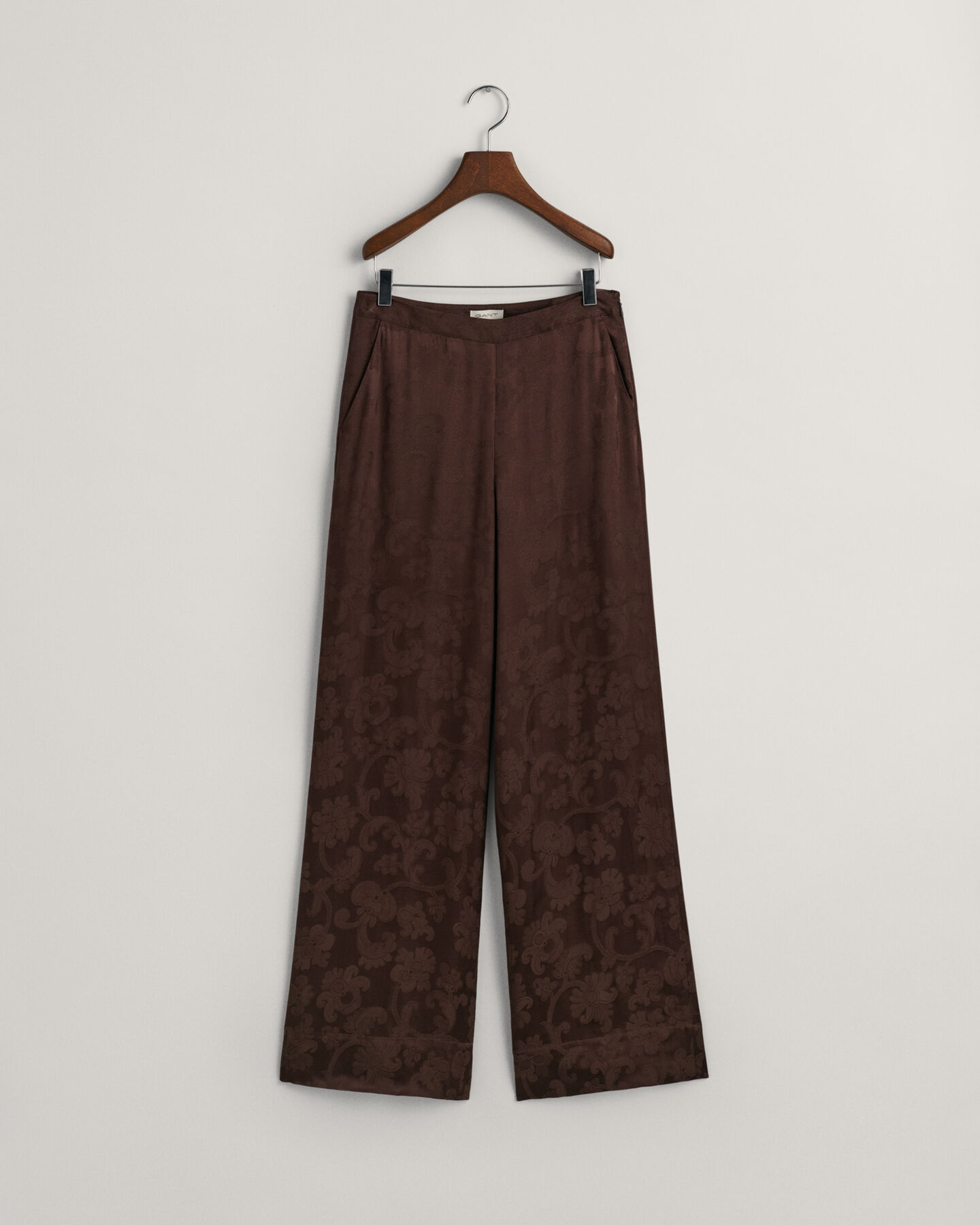 Bukser med brede ben og blonde-jacquard