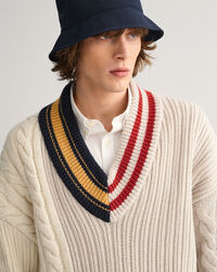 Patchwork Cricket sweater med V-hals