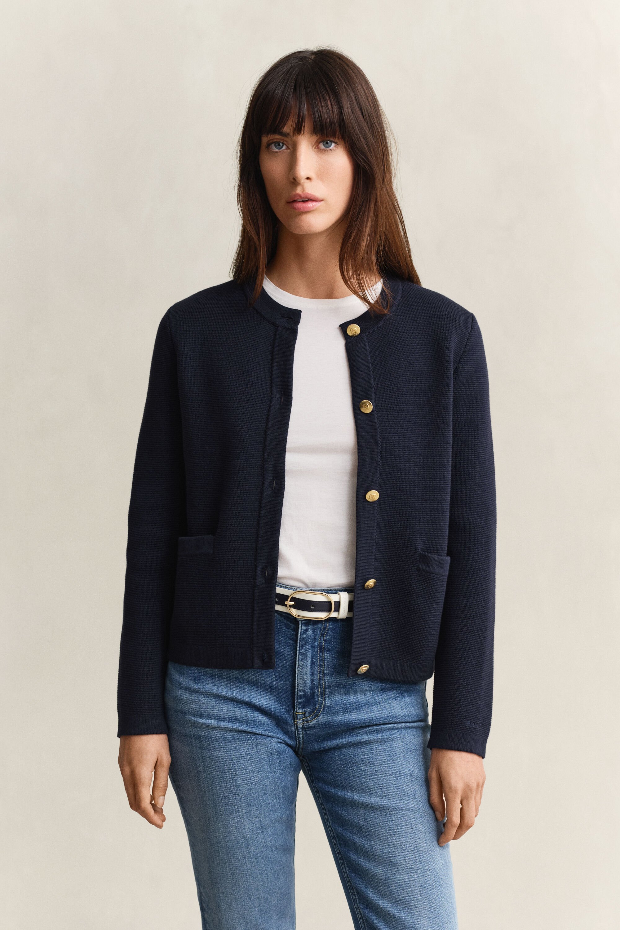 Strikket bomuldsjakke