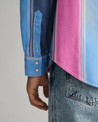 Relaxed fit skjorte med striber i tung twill