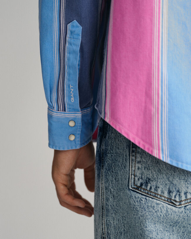 Relaxed fit skjorte med striber i tung twill