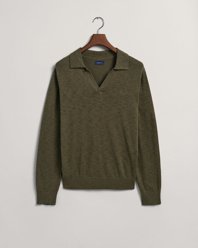 Polosweater af bomuld og hør