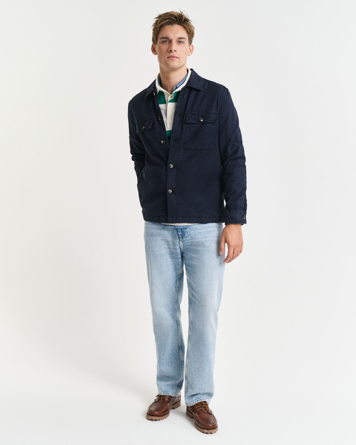 Regular fit overskjorte af bomuld og hør