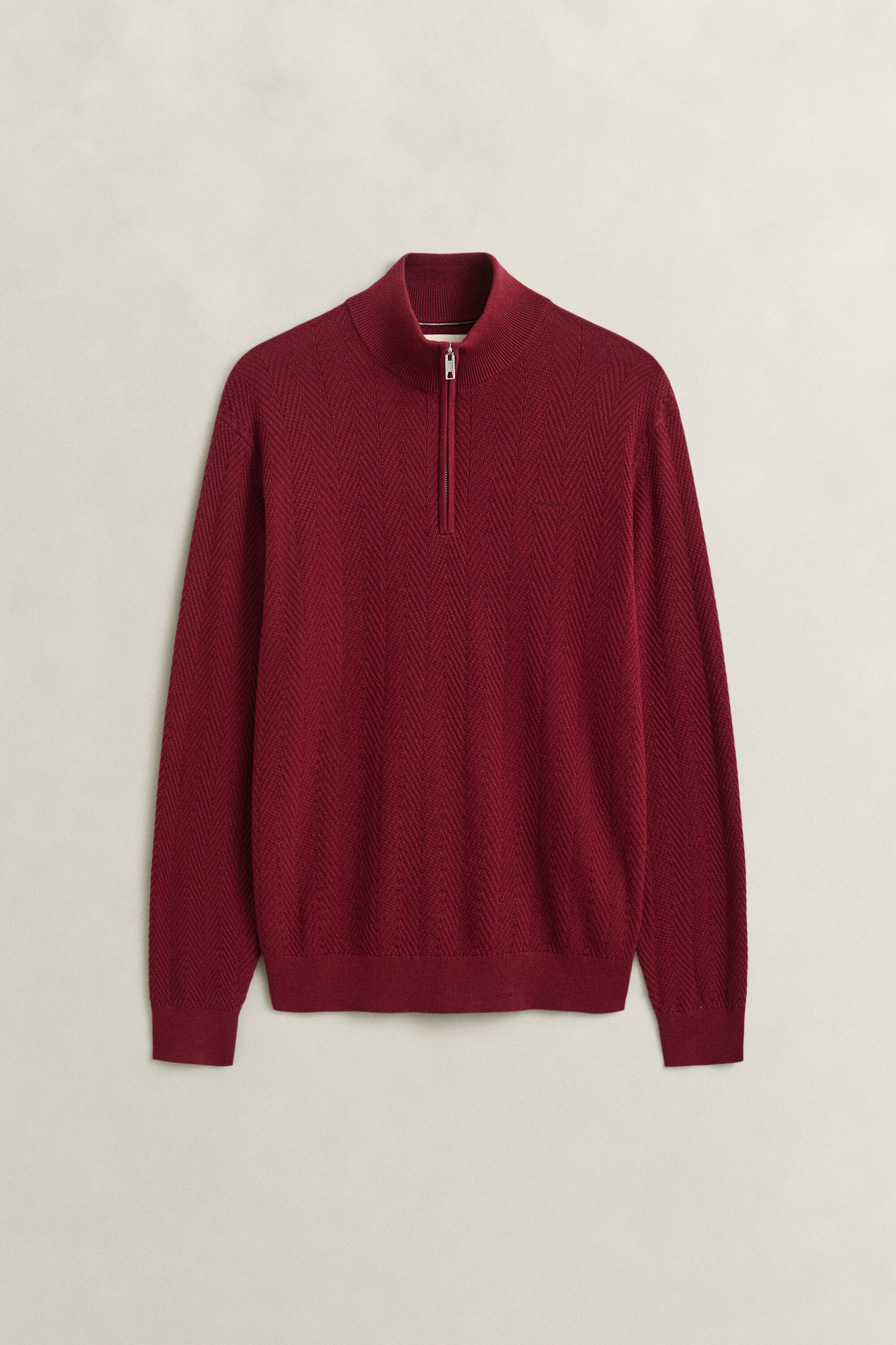 Sildebensmønstret sweater med halv lynlås