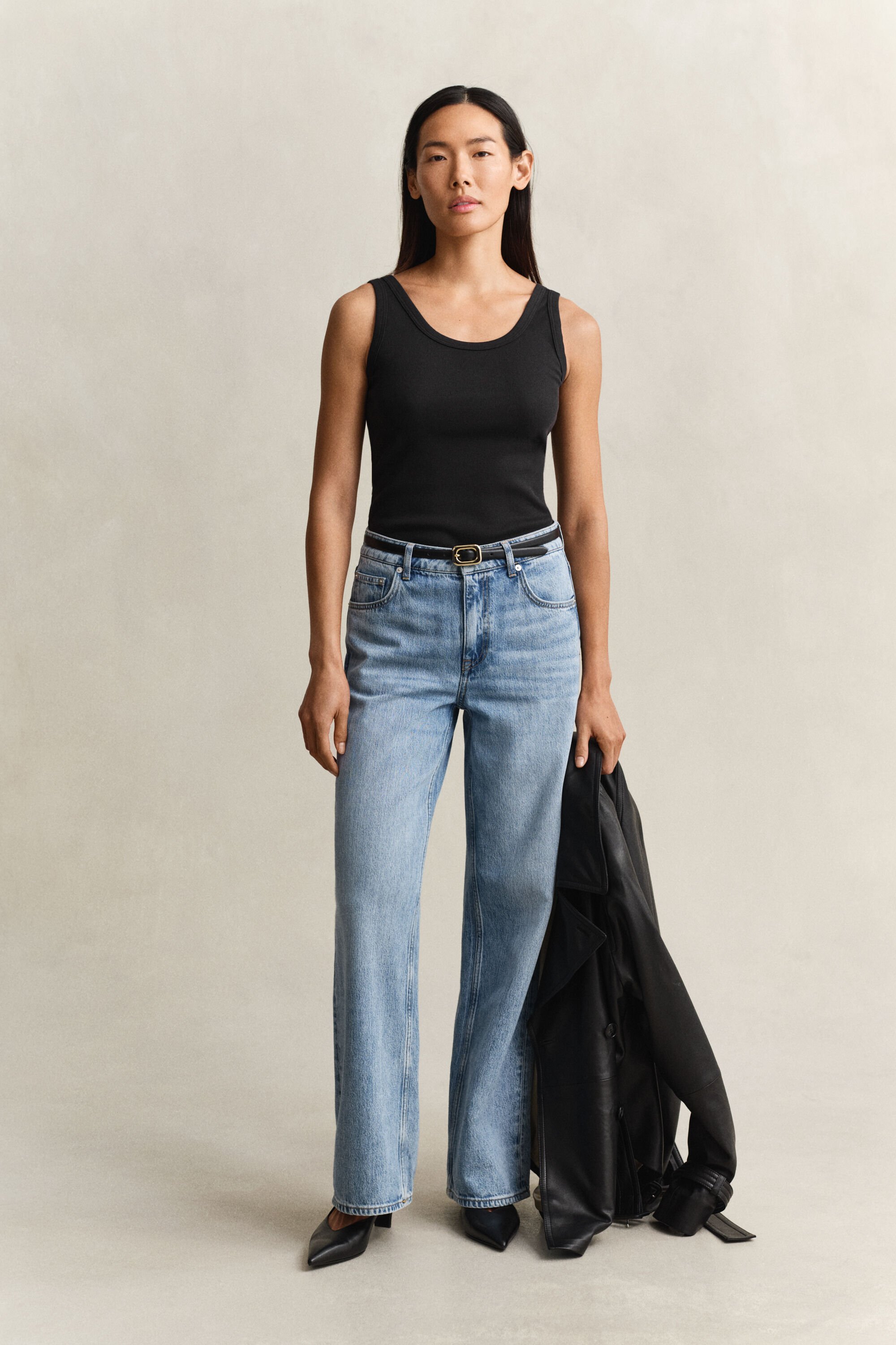 Ribstrikket tank-top