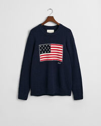 Crewneck sweater med flag-intarsia
