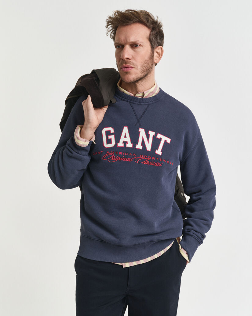 Sweatshirt med college-grafik og crewneck
