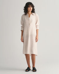 Stribet skjortekjole af hør