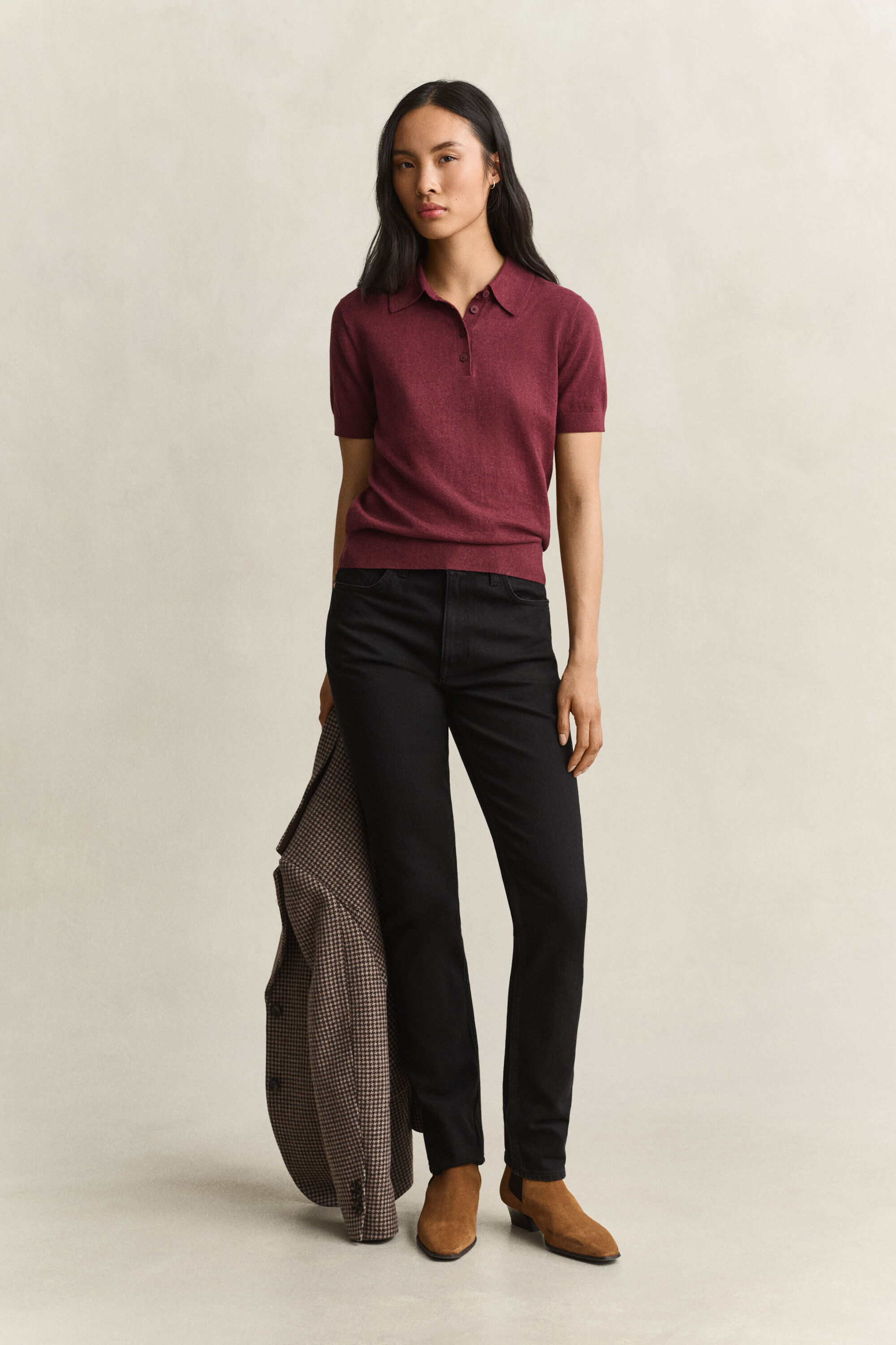 Let strikket polosweater