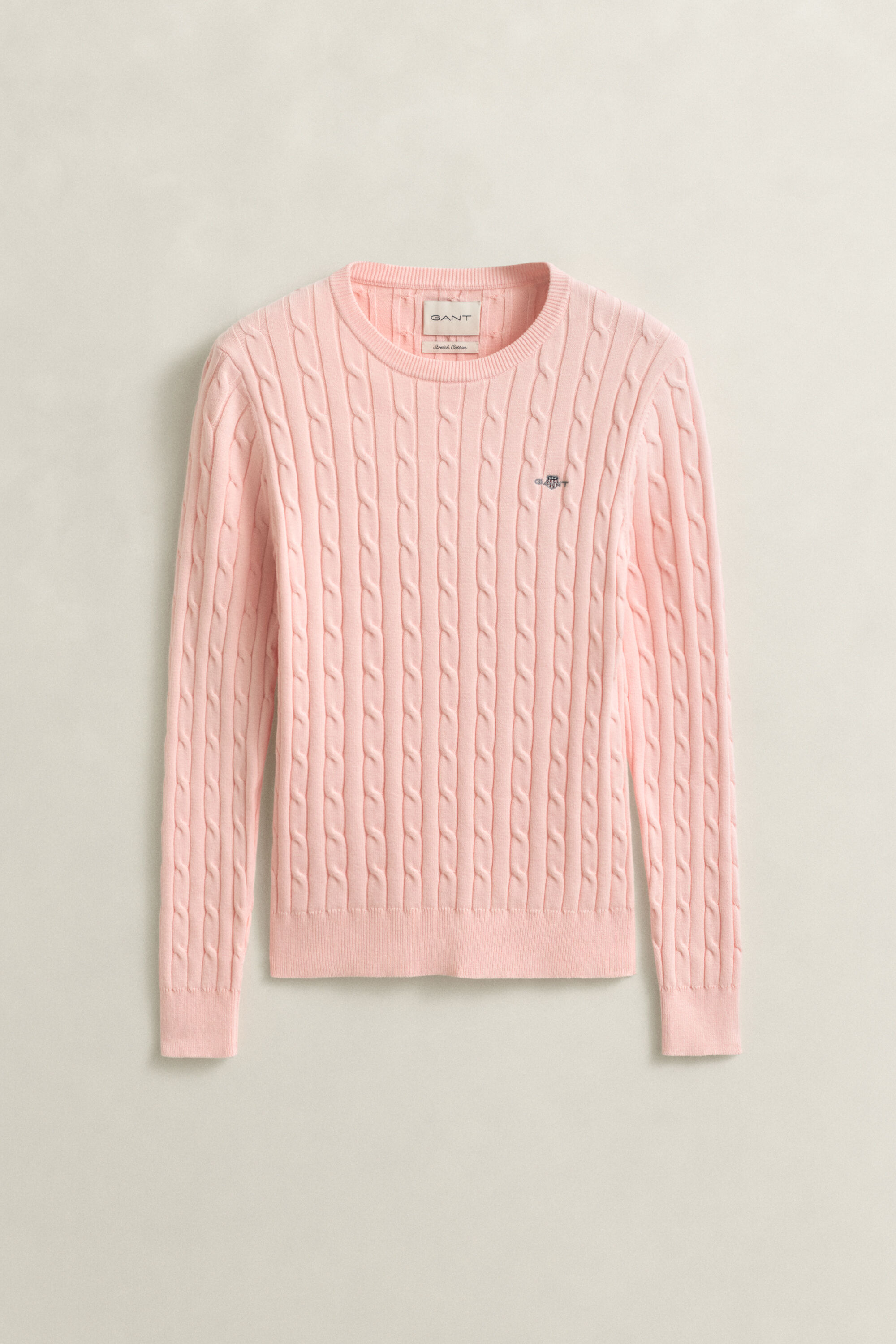 Crewneck sweater med kabelstrik