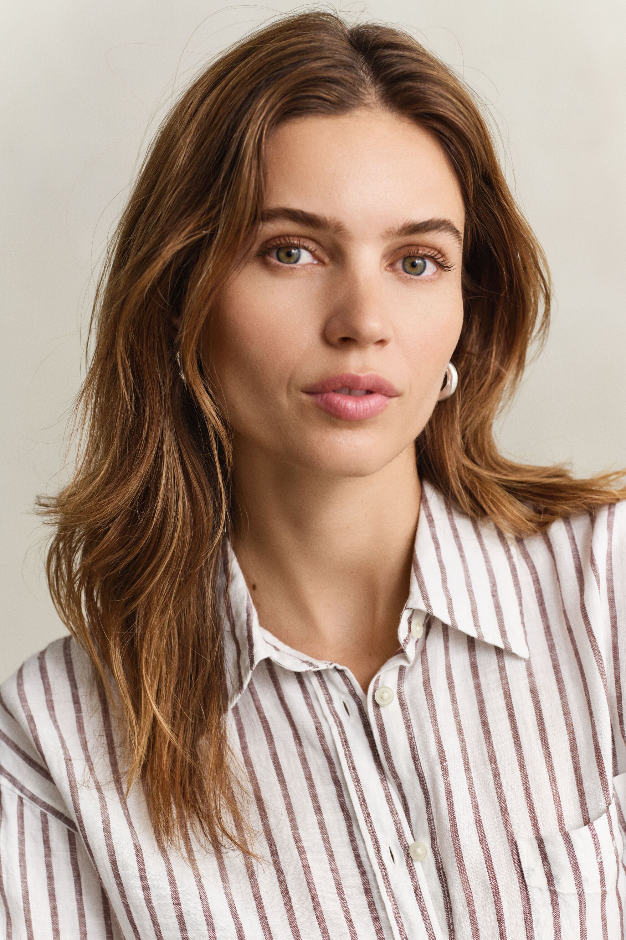 Relaxed fit stribet skjorte af hør