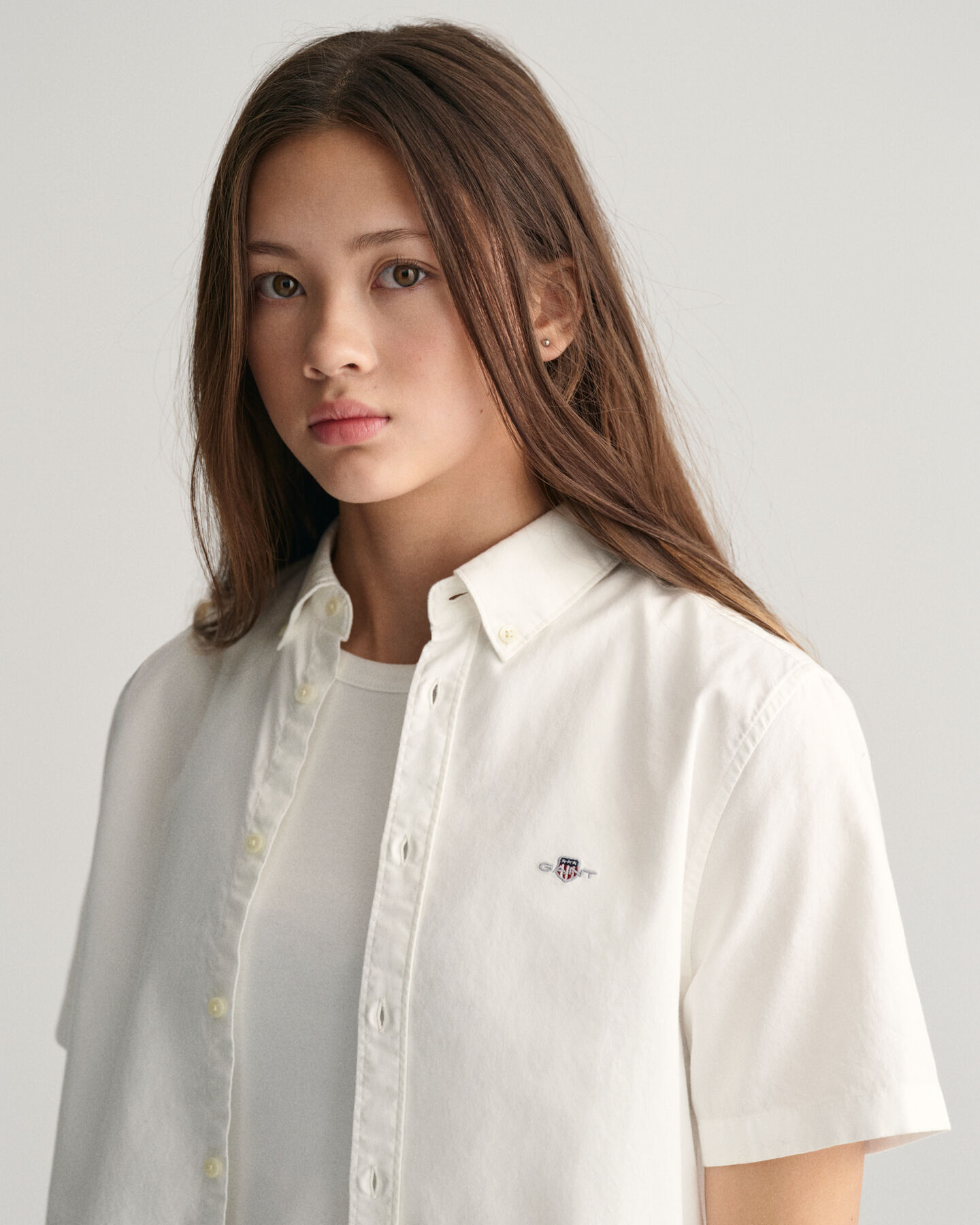 Teens oxford-skjorte med korte &aelig;rmer