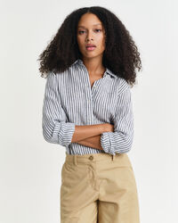 Regular fit stribet skjorte af hør