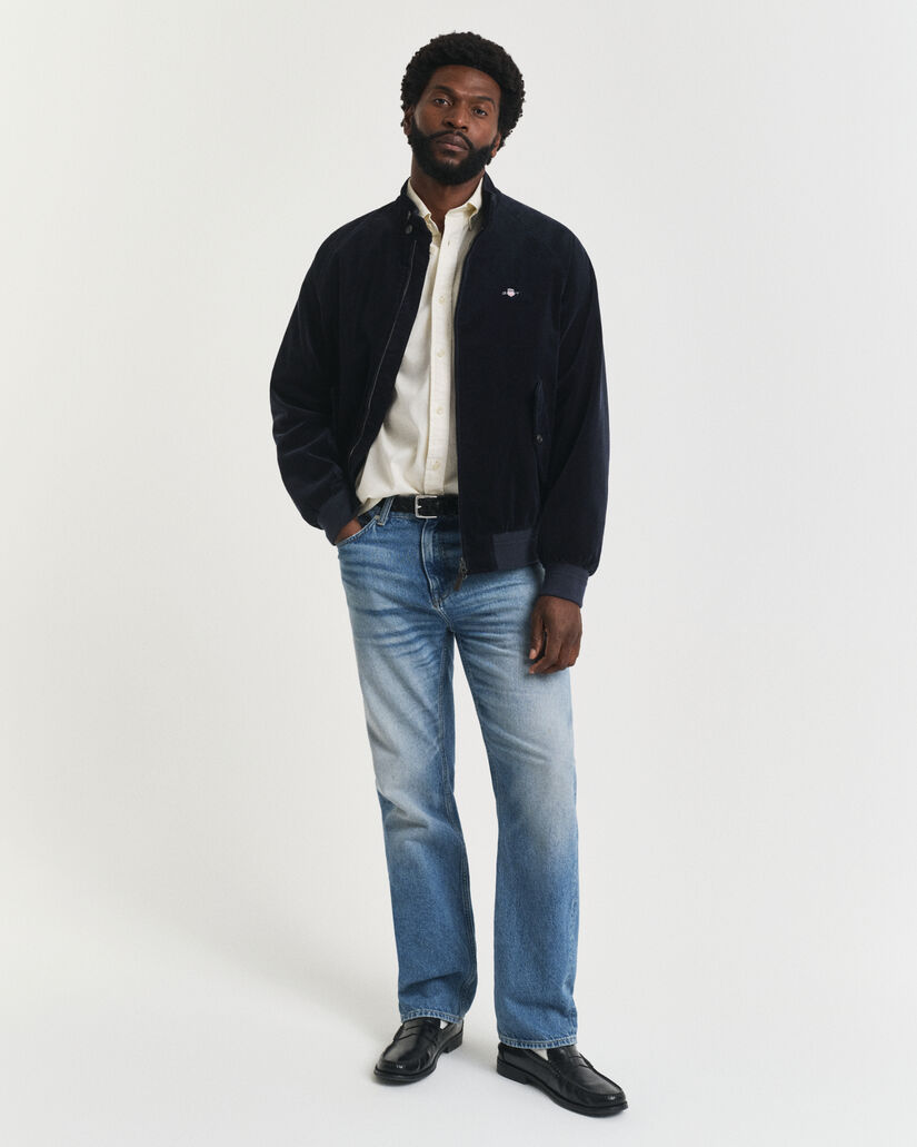 Harrington jakke i jernbanefløjl