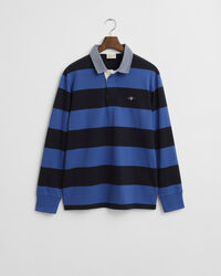 Stribet Heavy Rugger med krave i chambray