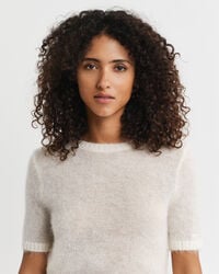 Kortærmet sweater i mohairblanding med crewneck